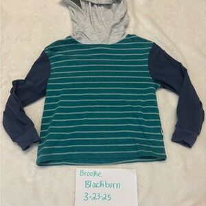 Striped Teal and Gray Kids Hoodie